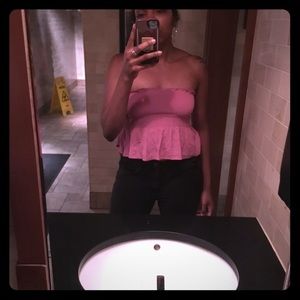 Strapless Smocked Ruffle crop top